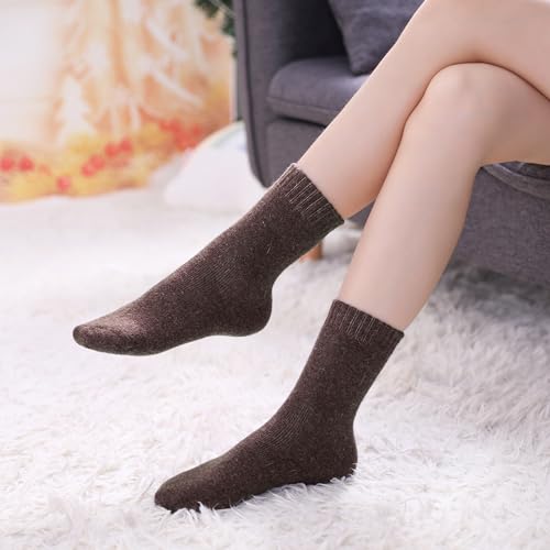 Image of LINEMIN Wool Socks for Women Winter Warm Hiking Thick Warm Cozy Boot Crew Gift Socks 5 Pairs