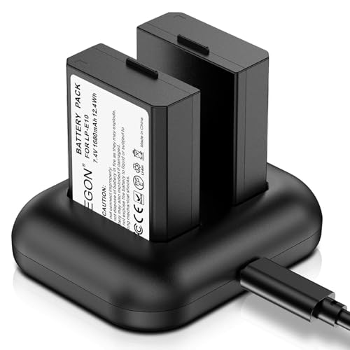 ENEGON LP-E10 Replacement Battery (2-Pack 1680mAH) and Rapid Dual Charger for Canon…