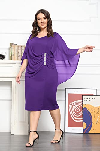 Women's Plus Size Mother Of The Bride Dresses For Wedding Midi Dress Purple 18W #TOP2