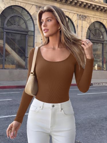 Ekouaer Long Sleeve Shirts for Women Ribbed Top Slim Fit Thermal Undershirt - image 3
