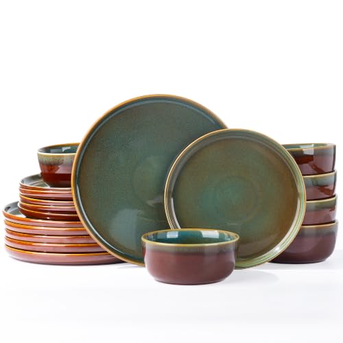 Image of GBHOME Dinnerware Sets for 4, 12 Pieces Stoneware Plates and Bowls Sets, Scratch Resistant Dishes, Dishwasher & Microwave Safe, Reactive Glaze