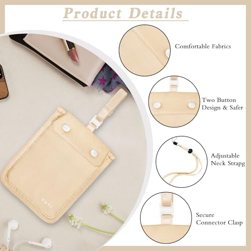 Image of YOYI YOYI Bra Wallet with Hidden Money Pouch & Secret Stash Pocket, Includes Neck Strap, RFID Fabric for Secure Storage of Cash, Cards, & Valuables - Ideal for Travel & Daily Use