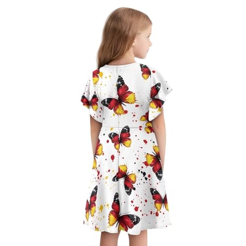 Flag Style Dress for Girls Ruffle Short Sleeve Crew Neck A-Line Flowy Midi Dress Cute Toddler Tutu Sundress2