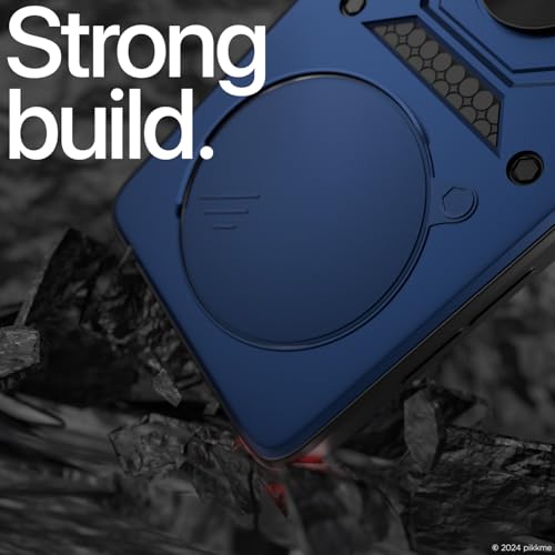 Image of Pikkme D10 Tough Armor Back Cover | 360 Protection Case | Sliding Camera Shield Cover & Ring Holder Stand Bumper Case for Redmi A4 5G / Redmi 14C 5G / Poco C75 5G (Blue)
