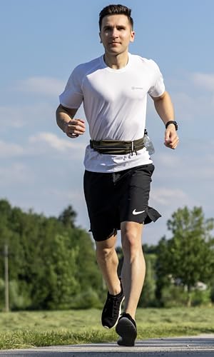 Image of Fitgriff Running Belt for Men & Women (Waterproof Fabric) - Secure Jogging Pouch for Phone, Keys & Essentials - For All Cell Phones (25 inch - 43 inch Waist Size), Army Green, 25 inch - 43 inch Waist Size