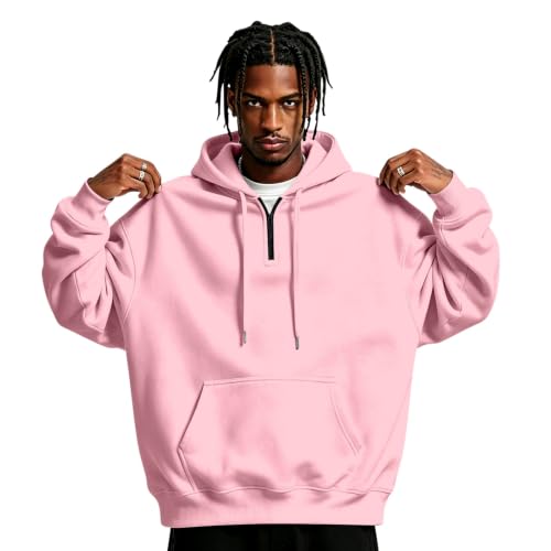 Hooded Sweatshirt Men Comfy Quarter Zip Fall Hoodies Kangaroo Pocket - image 1