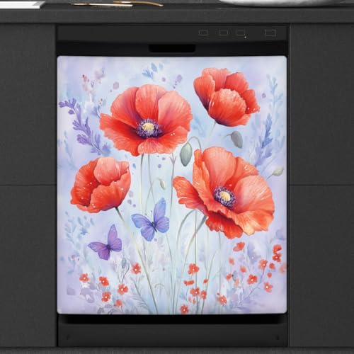 Panel frontal magnético para lavavajillas Mexpekil acabado mate de amapolas 3