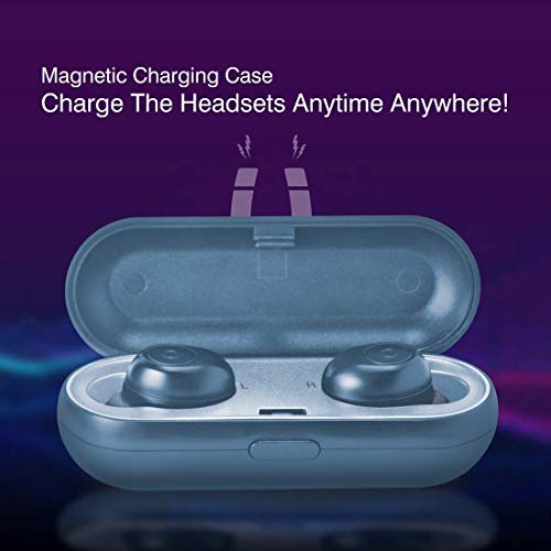Image of iBall EarWear TW10 in-Ear Bluetooth Wireless Headphones with Protective Charging Case - Steel Blue