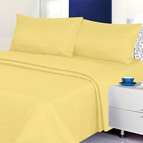 Deluxe Home Buy-1-Get-1-Free - 4 Piece Classic Dobby Stripe Sheet Set, Wrinkle Free Double Brushed Microfiber 2000 Series Sheet and Pillow Case Set (Gold, Twin) Deluxe Home Buy-1-Get-1-Free - 4 Piece Classic Dobby Stripe Sheet Set, Wrinkle Free Double Brushed Microfiber 2000 Series Sheet and Pillow Case Set (Gold, Twin)