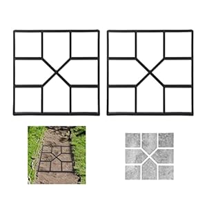 Relaxdays tuinpad mal, set van 2, voor sierbestrating & tuintegels, betonmal, gietvorm, HxBxD: 4 x 40,5 x 40,5 cm, zwart