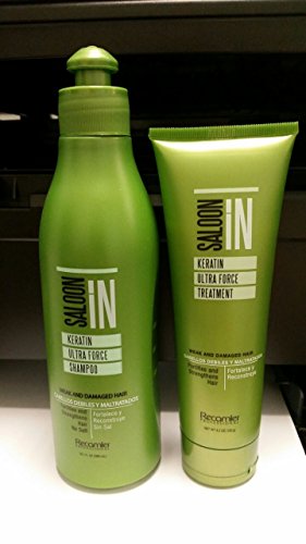 Recamier Saloon In Keratin Ultra Force Shampoo & Treatment Set Weak & Damaged Hair | SalonIn Shampoo and Treatment Hair Weak and Battered Kit | TR4.2Oz-120g | SH10.1Oz-300ml