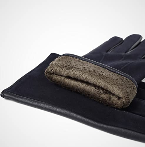 YISEVEN Heren lamsvacht suède handschoenen met warme voering, touchscreen, heren winter elegant schapenleer suède handschoenen - Image 6