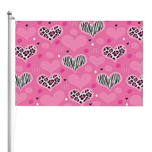 Bannière décorative rose en cœur et drapeaux de jardin en polyester