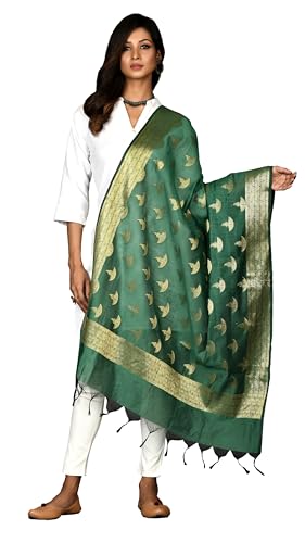 Women's Cotton Silk Zari Work Banarasi Dupatta, Shawl Scarf Wrap (Beige-2)