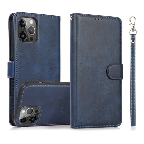 Étui iPhone 16e bleu étui arrière en cuir rabat magnétique