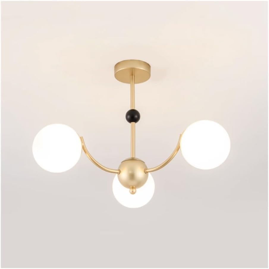 Lustre en verre moderne suspension métal dorée pour entrée hall