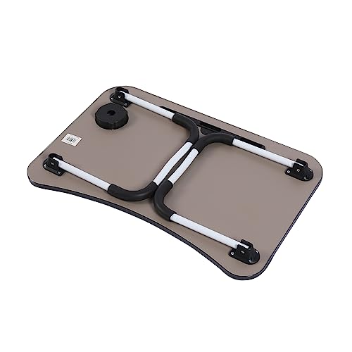 مكتب لابتوب قابل للطي، طاولة سرير محمولة مع حامل أكواب بتصميم قابل للتعديل ومريح وصغير الحجم وموفر للمساحة، للعمل والكتابة والدراسة والرسم من لوازم- رمادي