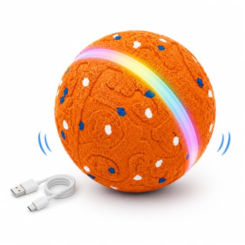 Foicuot Interactive Dog Ball Toy, 3 Modes, LED, Sound & Vibration, USB-C