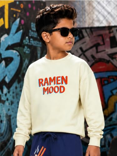 Image of KiddoPanti Boys Solid Round Neck Full Sleeve Fleece Sweatshirt | 60% Cotton 40% Polyester | Soft Warm Winter Pullover | Ribbed Cuffs & Hem | Casual Winter Sweatshirt for Kids