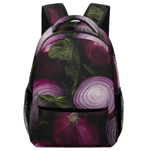 Red Onions Purple Onions Funny Backpack Casual Daypack Lightweight Shoulders Bag for Men Women Cute Print