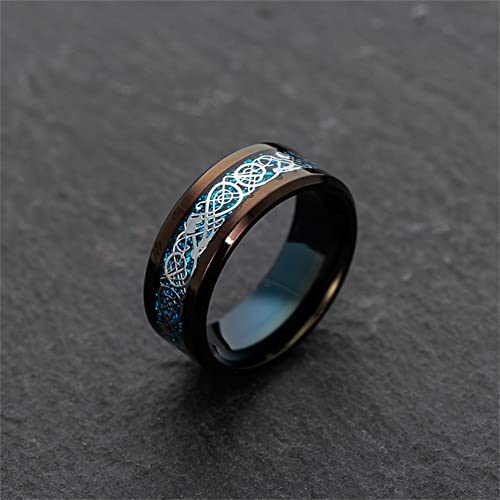 Image of HIJONES Unisex Carbide Fiber Celtic Dragon Spinner Ring Stainless Steel Wedding Spins Band
