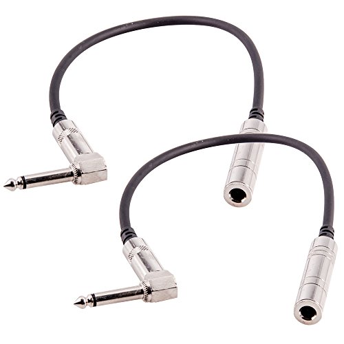 Seismic Audio - SA-QFSMR1-2Pack - 2 Pack of 1 Foot Mono 1/4 Inch Female to Right Angle Male Audio Extension Cables - Mono Interconnect Cable