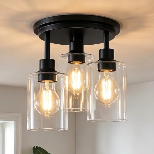 ROTTOGOON 3-Light Semi Flush with Glass Shades