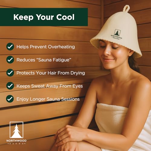 Northwood Sauna - Sauna Hat - 100% Wool Felt - Banya Hair Cap for Men & Women - One-Size-Fits-All - Soft Beige