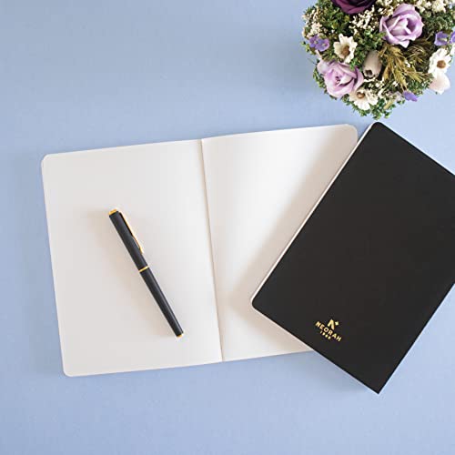 Image of NEORAH - A5 Notebook SOFT COVER | Organiser REFILL | Unruled Notebook Journal | 110 GSM | 160 pages (Size 21 cm x 14.8 cm) Planner Journaling Writing Note Taking Diary, Travellers Journal- BLACK