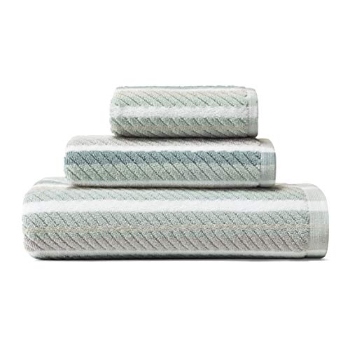 Tommy Bahama Zestaw ręczników 100, ultramiękki i chłonny, odporny na blaknięcie, certyfikat Öko-Tex, bawełna, niebieski (Bay Blue), 3-częściowy