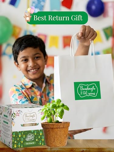 Image of Tulsi Gardening Kit | Pack of 6 DIY Grow Kit and 6 Gifts Bags for Home Garden | Combo for Gardening | Grow Your Own - Birthday Return Gifts for Plant Lovers