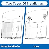 APLZGMG 2 Pack Wall Mount Phone Holder, Self Adhesive Wall Phone Holder for Bedside, Clear Phones Stand for Most Cellphones, Phones Walls Mount for Home, Bedroom, Bathroom, Office - Image 3