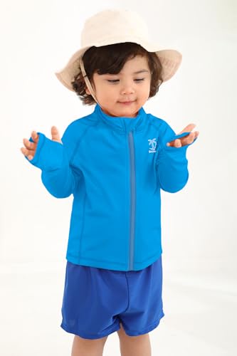 Image of BesserBay Baby Toddler Kids Rashguard Top UPF 50+ Long Sleeve Swim Shirt Zip Up Thumb Holes UV Jacket 12 Months-6 Years