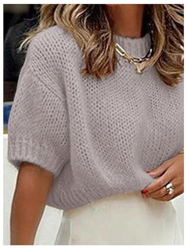Image of GORGLITTER Women's Puff Short Sleeve Crop Cropped Sweaters Top Cute Outfits | Old Money Outfits Women, Date Night Outfit for Women, Going Out Tops Trendy, Knit Tops Sweater