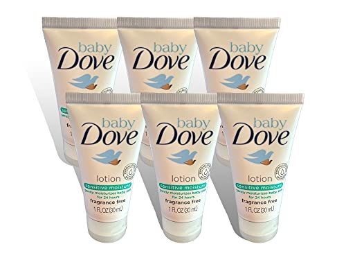 Dovè Báby Lotion Sensitive Moisture 30ml,Travel Size, a mini lotion moisturizer, gentle, hypoallergenic formula is perfect for delicate baby skin, providing long-lasting hydration and nourishment, Pack of 6