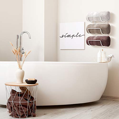 Sorbus Towel Rack Holder Set - Wall Mounted Storage Organizer For Towels, Washcloths, Hand Towels, Linens, Ideal For Bathroom, Spa, Salon, Modern Design (White) #TOP3