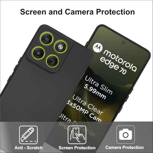 Image of SBMS Silicone Back Cover Case for Motorola Moto Edge 70 5G | Soft Micro-Fibre Lining Inside | Camera Protection Bump | Shockproof Back Cover Case for Moto Edge 70 (Candy Cloth Black)