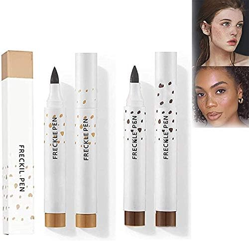 Freckle Pen Faux Freckle Pen Colour Pop Freckle Pen Supernaturally realistic freckles makeup brush Fantastic freckles pen Long-lasting waterproof soft-point absorbent pen for a natural and easy makeup look (Double)