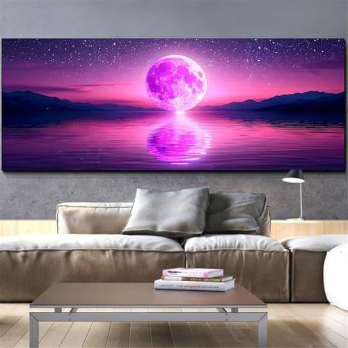 Diamond painting adulte grand format paysage lune broderie diamant L159