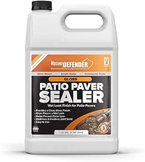 Gloss, Wet Look Patio Paver Sealer, 1 gal - Clear Water-Based Sealant for Natural Stone Surfaces