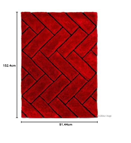 Image of Modern Quality Carpet /Trending Design Hand Woven Fluffy Rug /Mats for Bedroom /Dinning Hall /Living Room 2-inch Thick [Size 3x5 feet]