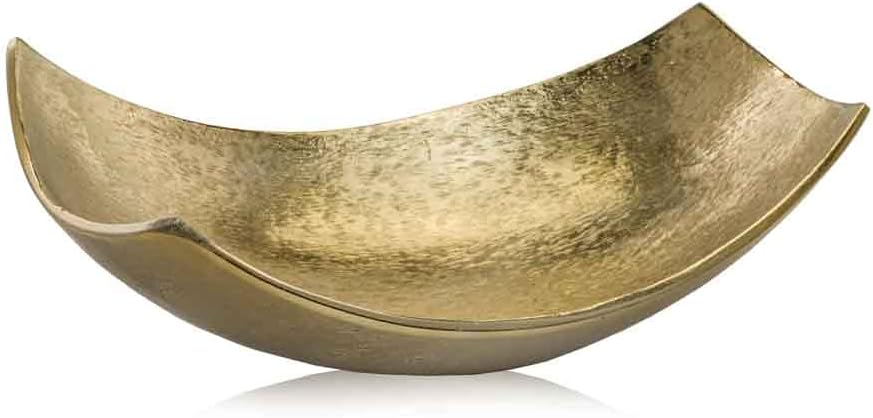 Modern Day Accents 3534 Cucha Small Scoop Gold Bowl, Shiny, Aluminum, Tabletop, Accent Piece, Centerpiece, Fruit Holder, Potpourri Bowl Home Office or Room Decor 13" L x 7.5" W 4.5" H