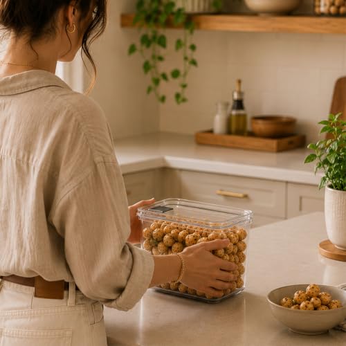 Image of All Time Modular Plastic Storage Container 1500ml | Food Grade Airtight Kitchen Storage Jar with Silicone Gasket Lid | Stackable Multipurpose Canister for Flour, Cereals & Pantry Storage - Transparent