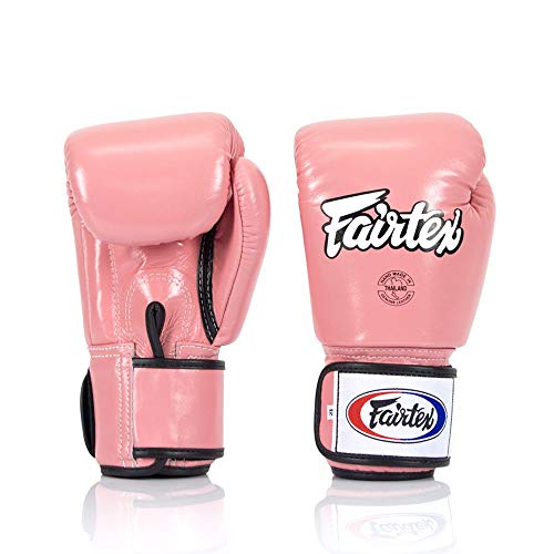 Luva Muay Thai Boxe Fairtex Couro Rosa (14 oz)