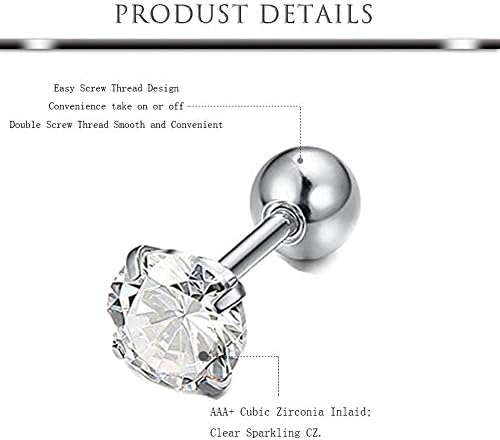 AVYRING 16G Helix Earrings Stainless Steel Tragus Cartilage Rook Earrings Piercing Nose Lip Rings Septum Stud Ear Piercing 7PCS