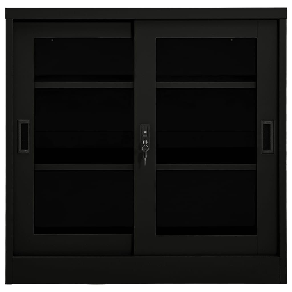 vidaXL Roldeurkast 90x40x90 cm staal zwart