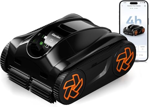 iGarden Pool Cleaner Robot, 4H Cordless Robotic Pool Vacuum for Inground & Above Ground Pools, Smart...