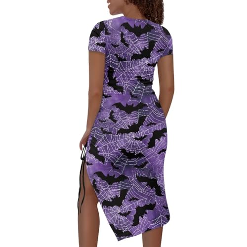Image of Short Sleeve Dress for Women,Sexy Bodycon Dress,Plus Size Slit Dress,String Design s-4xl