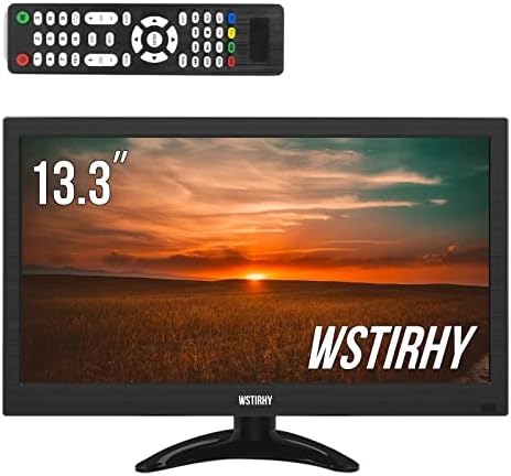 Wstirhy 13.3 inch Small BNC Monitor, 1366x768 Resolution, Small Monitor with Remote Control, HDMI VGA AV BNC USB, Mini Monitorfor Fire Stick, Computer, Raspberry Pi, Kitchen Monitor, Built-in Speaker