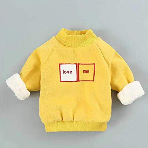 Suéter infantil Sxgyubt com gola alta e manga comprida para bebês, Square Thickening Base Yellow, 80